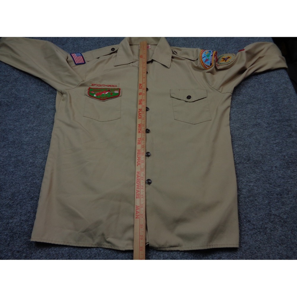 Vintage Boy Scouts of America Shirt Mens L Brown Assistant Scoutmaster Patches - Picture 10 of 14